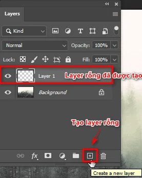 Bước 3: Tạo một layer rỗng