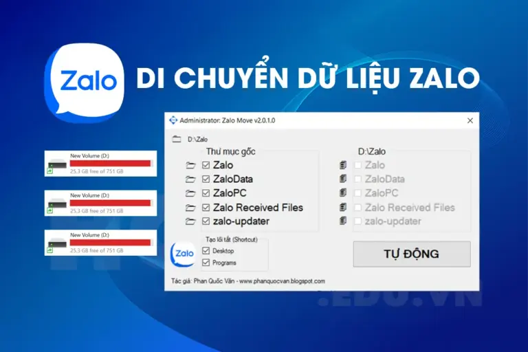 Zalo Move phần mềm khắc phục chiếm dung lượng ổ C hiệu quả